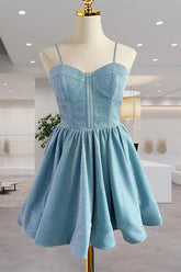 Sky Blue Sweetheart Neck Tulle Short Homecoming Dress