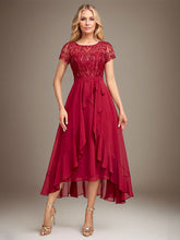 Sparkly Burgundy Asymmetrical Sequin Mother of Bride Dress with Appliques