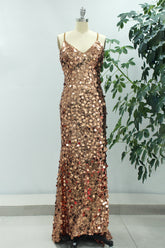 Golden Sparkly Mermaid Sequin Prom Dress With Slit