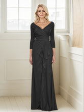 V-Neck Ruched Waist Mother Of The Bride Dresses With Ruffle