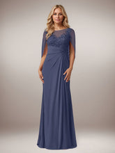 Stormy A-Line Capelet Chiffon Mother Of The Bride Dresses With Lace