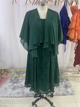 Green A Line Chiffon Short Sleeves Mother of The Bride Dress