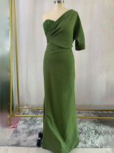 Green Mermaid Chiffon One Shoulder Mother of The Bride Dress with Slit