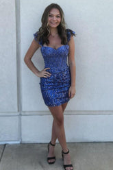 Gorgeous Sparkly Royal Blue Bodycon Homecoming Dress With Sequin