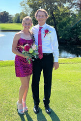 Sparkly Fuchsia Sequins Strapless Sleeveless Homecoming Dress To Impress