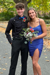 Sparkly Royal Blue Spaghetti Straps Tight Homecoming Dress To Impress