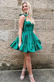 Princess A Line Tie Straps Zipper Back Short Homecoming Party Dress