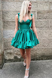 Princess A Line Tie Straps Zipper Back Short Homecoming Party Dress