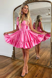 Princess A Line Tie Straps Zipper Back Short Homecoming Party Dress