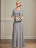 Sheath/Column Lace(Non-Stretch)/Chiffon(Non-Stretch) Mother Of The Bride Dresses With Lace