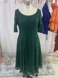 Green A Line Chiffon Short Sleeves Mother of The Bride Dress