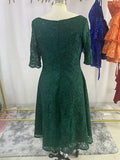 Green A Line Chiffon Short Sleeves Mother of The Bride Dress