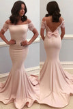 Pink Mermaid Cold Shoulder Satin Long Prom Dress