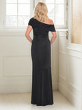 Elegant Asymmetrical Wrap Floor-Length Mother Of The Bride Dress