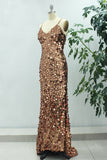 Golden Sparkly Mermaid Sequin Prom Dress With Slit