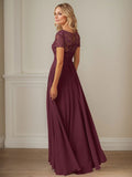Cabernet A-Line Boatneck Sequins Chiffon Mother of the Bride Dress