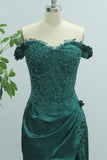 Green Mermaid Off The Shoulder Long Prom Dress with Slit