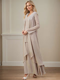 Elegant V-Neck Long Sleeves Floor-Length Mother Of The Bride Dresses WithWrap