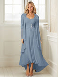Dusty Blue Sheath Sweetheart Sequins Mother of the Bride Dress