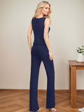 Jumpsuit/Pantsuit Scoop Neck Elastic Satin Mother Of The Bride Dresses
