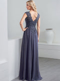 A-Line V-Neck Sleeveless Chiffon Mother Of The Bride Dresses With Lace