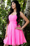 Glitter Fuchsia A Line Tulle Short Corset Homecoming Dress To Impress