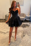 Fuchsia A Line Corset Short Homecoming Dress with Ruffles