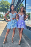 Sparkly Fchsia A Line Off the Shoulder Homecoming Dress with Ruffles