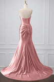 Purple Sparkly Mermaid Sweetheart Corset Long Prom Dress with Slit