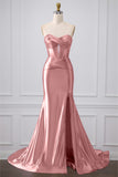 Purple Sparkly Mermaid Sweetheart Corset Long Prom Dress with Slit
