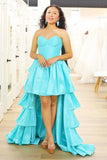 Black A-Line Corset Sweetheart High Low Homecoming Dress To Impress
