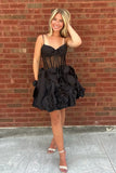 A Line White Corset Short Homecoming Dress With 3D Flowers