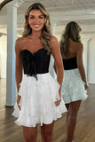 Red A Line Tulle Sweetheart Tiered Homecoming Dress