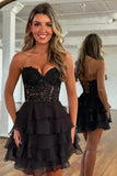 A Line Pink Corset Strapless with Ruffles Homecoming Dress To Impress
