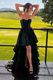 Black A-Line Corset Sweetheart High Low Homecoming Dress To Impress