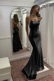 Orange Mermaid Spaghetti Strap Lace Up Back Long Prom Dress