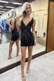 Sparkly Hot Pink Beaded Tight Short Homecoming Dress