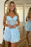 A Line Pink Corset Strapless with Ruffles Homecoming Dress To Impress