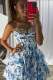Sparkly Pink Floral Corset A Line Short Homecoming Dress To Impress