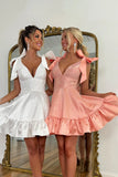 Sparkly Royal Blue A Line Ruffled Short Homecoming Dress