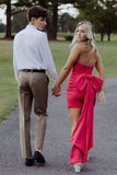 Glitter Black Beaded Strapless Tight Short Homecoming Dress With Bow