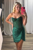 Sparkly Gold Tight Ruched Short Corset Homecoming Dress