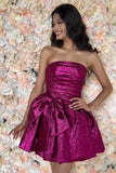 Purple Sweetheart Corset A Line Short Homecoming Dress With Bow