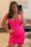 Grape Sweetheart Tight Ruched Short Corset Homecoming Dress