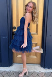 Fuchsia Ruffled Tiered A Line Short Homecoming Dress To Impress