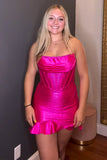 Sparkly Purple Beaded Corset Ruffled Short Tight Homecoming Dress