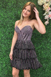 Gorgeous Bodycon Sweetheart Short Tiered Beaded Homecoming Dress