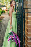 Fuchsia A-Line One Shoulder Keyhole Pleated Long Prom Dress with Slit