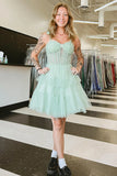 Grey Blue Ruffled A Line Tiered Short Homecoming Dress To Impress