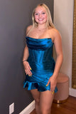 Sparkly Purple Beaded Corset Ruffled Short Tight Homecoming Dress